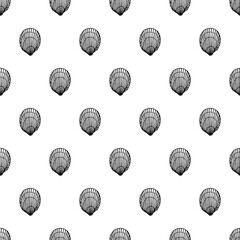 Seamless pattern with seashells. Marine background.  Hand drawn vector illustration in sketch style. Perfect for greetings, invitations, coloring books, textile, wedding and web design.