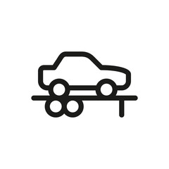 Car hauler trailer isolated icon, show car hauler outline vector icon with editable stroke