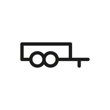 Car Trailer Isolated Icon, Cargo Trailer Outline Vector Icon With Editable Stroke