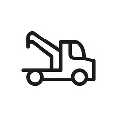 Naklejka na ściany i meble Roadside assistance isolated icon, evacuator linear icon, tow truck outline vector icon with editable stroke
