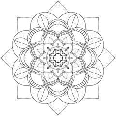 Easy Mandala coloring book simple and basic for beginners, seniors and children. Set of Mehndi flower pattern for Henna drawing and tattoo. Decoration in ethnic oriental, Indian style.