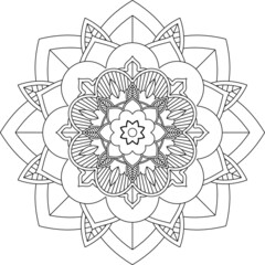 Easy Mandala coloring book simple and basic for beginners, seniors and children. Set of Mehndi flower pattern for Henna drawing and tattoo. Decoration in ethnic oriental, Indian style.