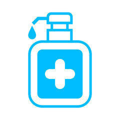 alcohol cleaning gel bottle and cross icon isolated on white, bottle pump hand wash gel symbol, soap gel icon, cleaning gel bottle