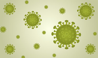 Coronavirus vector background. Corona virus infection covid-19. 2019-ncov virus on a green background. Virus corona cells. Vector Illustration eps10.