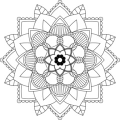 Easy Mandala coloring book simple and basic for beginners, seniors and children. Set of Mehndi flower pattern for Henna drawing and tattoo. Decoration in ethnic oriental, Indian style.