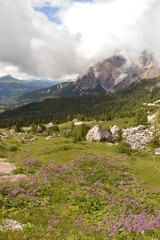 Hiking and climbing in the dramatic and beautiful Cinque Torri mountains in the Dolomites of Northern Italy
