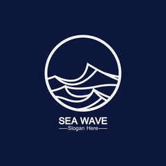 sea ocean wave line logo simple monoline style vector icon symbol illustration