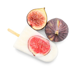 Fig ice-cream on white background