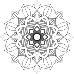 Easy Mandala coloring book simple and basic for beginners, seniors and children. Set of Mehndi flower pattern for Henna drawing and tattoo. Decoration in ethnic oriental, Indian style.