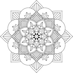 Easy Mandala coloring book simple and basic for beginners, seniors and children. Set of Mehndi flower pattern for Henna drawing and tattoo. Decoration in ethnic oriental, Indian style.