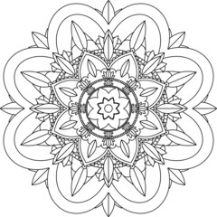 Easy Mandala coloring book simple and basic for beginners, seniors and children. Set of Mehndi flower pattern for Henna drawing and tattoo. Decoration in ethnic oriental, Indian style.