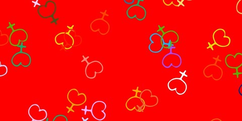 Light Multicolor vector texture with women's rights symbols.