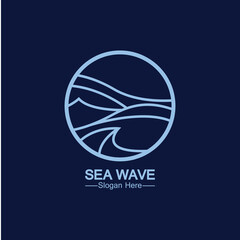 sea ocean wave line logo simple monoline style vector icon symbol illustration