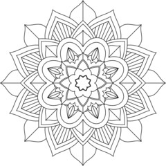 Easy Mandala coloring book simple and basic for beginners, seniors and children. Set of Mehndi flower pattern for Henna drawing and tattoo. Decoration in ethnic oriental, Indian style.