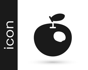 Black Genetically modified apple icon isolated on white background. GMO fruit. Vector.