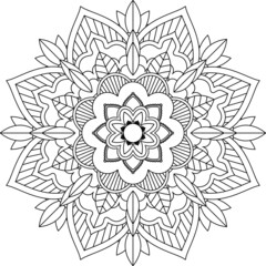 Easy Mandala coloring book simple and basic for beginners, seniors and children. Set of Mehndi flower pattern for Henna drawing and tattoo. Decoration in ethnic oriental, Indian style.