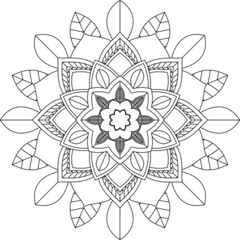 Easy Mandala coloring book simple and basic for beginners, seniors and children. Set of Mehndi flower pattern for Henna drawing and tattoo. Decoration in ethnic oriental, Indian style.