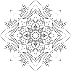 Easy Mandala coloring book simple and basic for beginners, seniors and children. Set of Mehndi flower pattern for Henna drawing and tattoo. Decoration in ethnic oriental, Indian style.