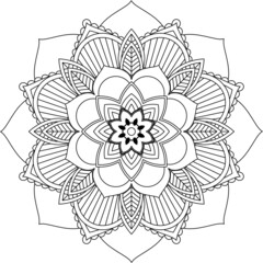 Easy Mandala coloring book simple and basic for beginners, seniors and children. Set of Mehndi flower pattern for Henna drawing and tattoo. Decoration in ethnic oriental, Indian style.