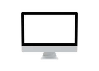Realistic computer monitor isolated on white background. Modern flat screen computer monitor. 3d illustration.