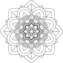 Easy Mandala coloring book simple and basic for beginners, seniors and children. Set of Mehndi flower pattern for Henna drawing and tattoo. Decoration in ethnic oriental, Indian style.