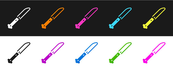 Set Knife icon isolated on black and white background. Cutlery symbol. Vector.