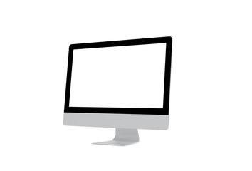 Realistic computer monitor isolated on white background. Modern flat screen computer monitor. 3d illustration.