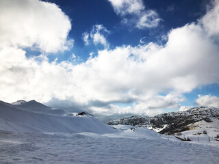 snow covered mountains. wintertime