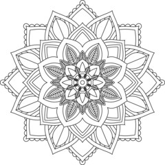 Easy Mandala coloring book simple and basic for beginners, seniors and children. Set of Mehndi flower pattern for Henna drawing and tattoo. Decoration in ethnic oriental, Indian style.