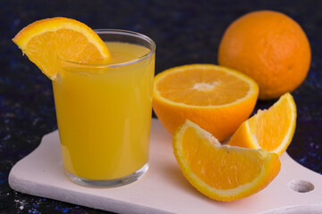 
A glass of fresh orange juice.
Close-up.