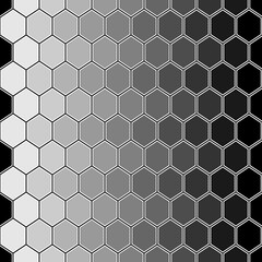 Repeated color polygons on white background. Honeycomb wallpaper. Seamless surface pattern design with regular hexagons. Mosaic motif. Digital paper for page fills, web designing, textile print.