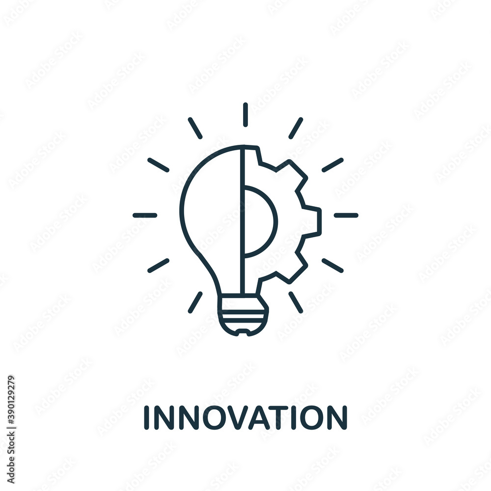 Aufkleber innovation line icon. simple element from digital disruption collection. outline innovation icon ele