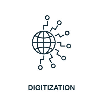 Digitization Line Icon. Simple Element From Digital Disruption Collection. Outline Digitization Icon Element