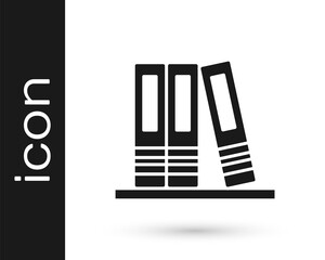 Black Office folders with papers and documents icon isolated on white background. Office binders. Archives folder sign. Vector.