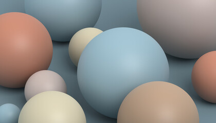 Abstract 3d render of pastel colored spheres, modern background design