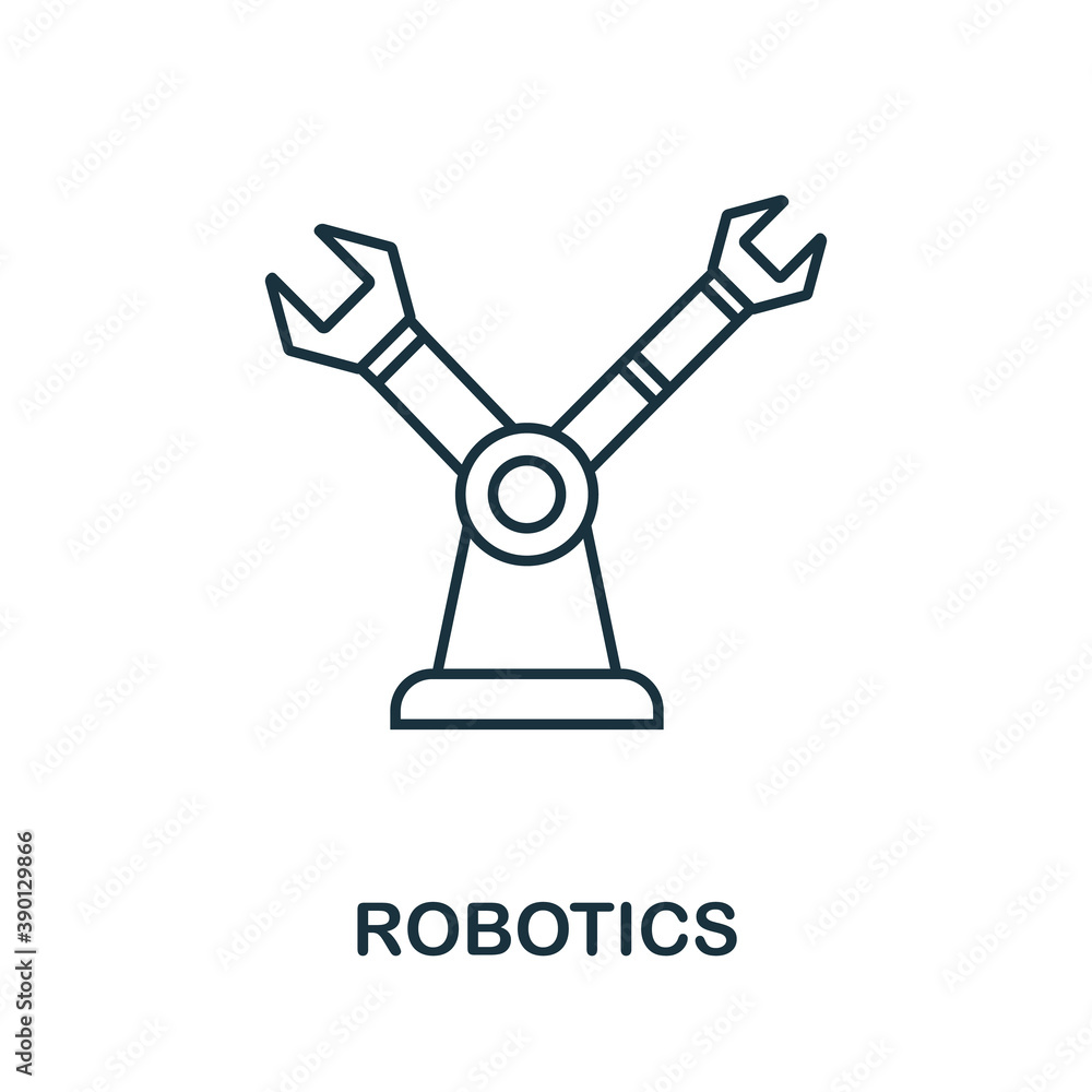 Poster robotics line icon. simple element from digital disruption collection. outline robotics icon element
