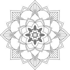 Easy Mandala coloring book simple and basic for beginners, seniors and children. Set of Mehndi flower pattern for Henna drawing and tattoo. Decoration in ethnic oriental, Indian style.