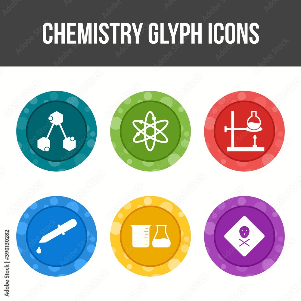 Wall mural unique chemistry glyph vector icon set