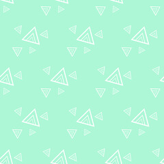 White Triangles on a gently turquoise color. Geometric pattern. Abstract ornament. Seamless Vector Illustration