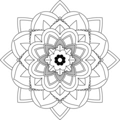 Easy Mandala coloring book simple and basic for beginners, seniors and children. Set of Mehndi flower pattern for Henna drawing and tattoo. Decoration in ethnic oriental, Indian style.