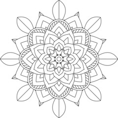 Easy Mandala coloring book simple and basic for beginners, seniors and children. Set of Mehndi flower pattern for Henna drawing and tattoo. Decoration in ethnic oriental, Indian style.