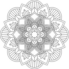 Easy Mandala coloring book simple and basic for beginners, seniors and children. Set of Mehndi flower pattern for Henna drawing and tattoo. Decoration in ethnic oriental, Indian style.