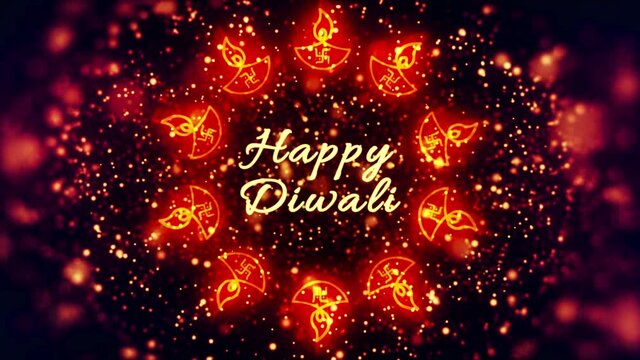  4K video animation of diyas on Deepawali, the festival of lights. Burning/ lighting diya lamps in a circular motion for Diwali celebration. Diwali, diwalidiya, diwalilamp Happy Diwali