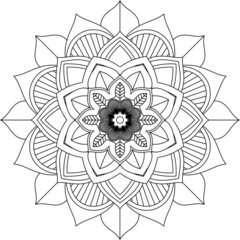 Easy Mandala coloring book simple and basic for beginners, seniors and children. Set of Mehndi flower pattern for Henna drawing and tattoo. Decoration in ethnic oriental, Indian style.