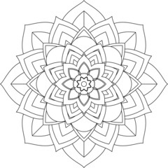 Obraz premium Easy Mandala coloring book simple and basic for beginners, seniors and children. Set of Mehndi flower pattern for Henna drawing and tattoo. Decoration in ethnic oriental, Indian style.