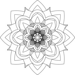 Easy Mandala coloring book simple and basic for beginners, seniors and children. Set of Mehndi flower pattern for Henna drawing and tattoo. Decoration in ethnic oriental, Indian style.