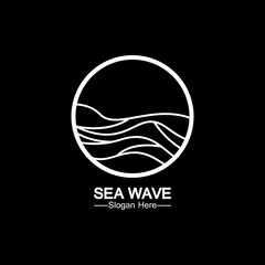 sea ocean wave line logo simple monoline style vector icon symbol illustration