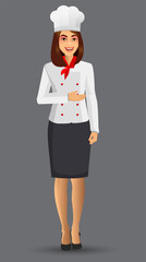 Chef Woman illustration on standing position. design template elements for your brochure, banner and web.