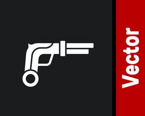 White Vintage pistols icon isolated on black background. Ancient weapon. Vector.