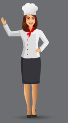Chef Woman illustration on standing position. design template elements for your brochure, banner and web.